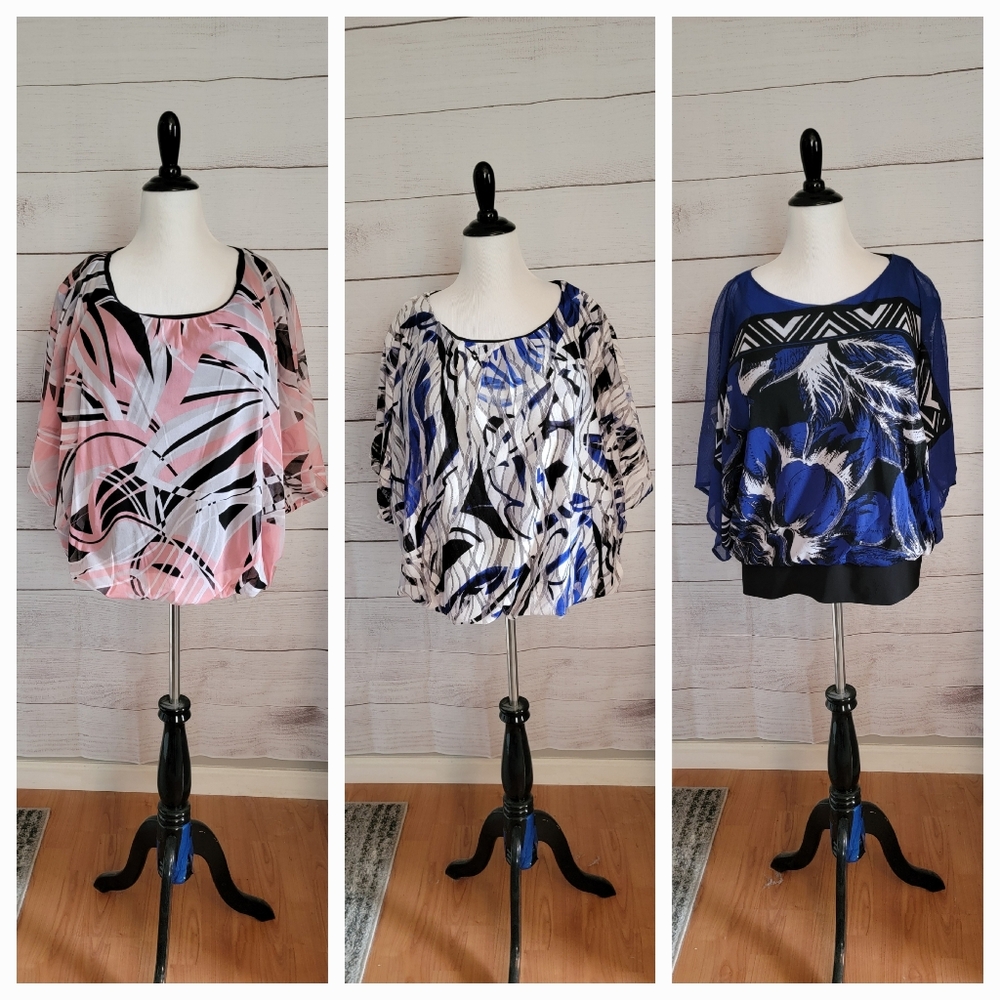 Alfani - 3 For $30 - Various Blouses w/ Elastic Waist - Size XL